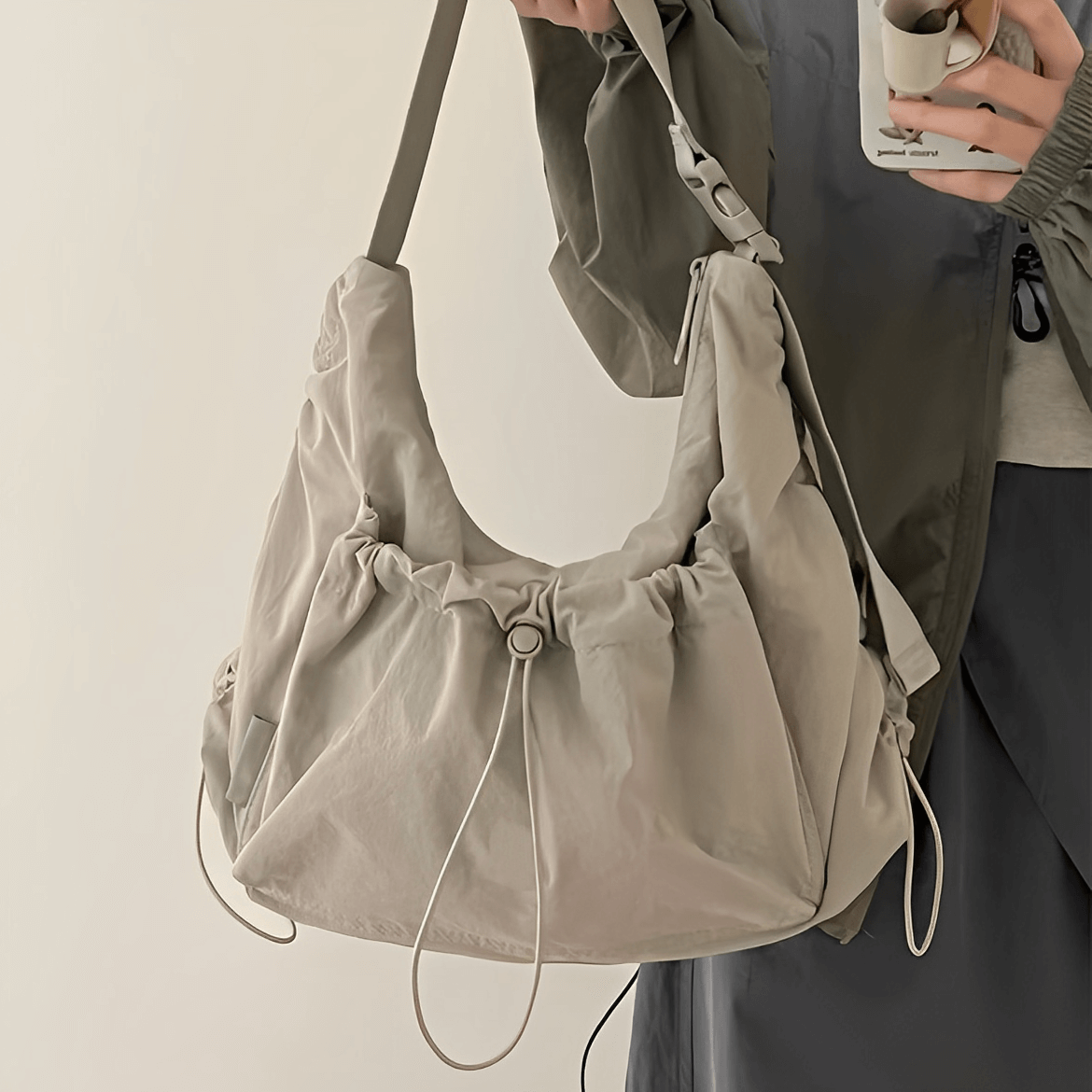 DRAWSTRING SHOULDER BAG