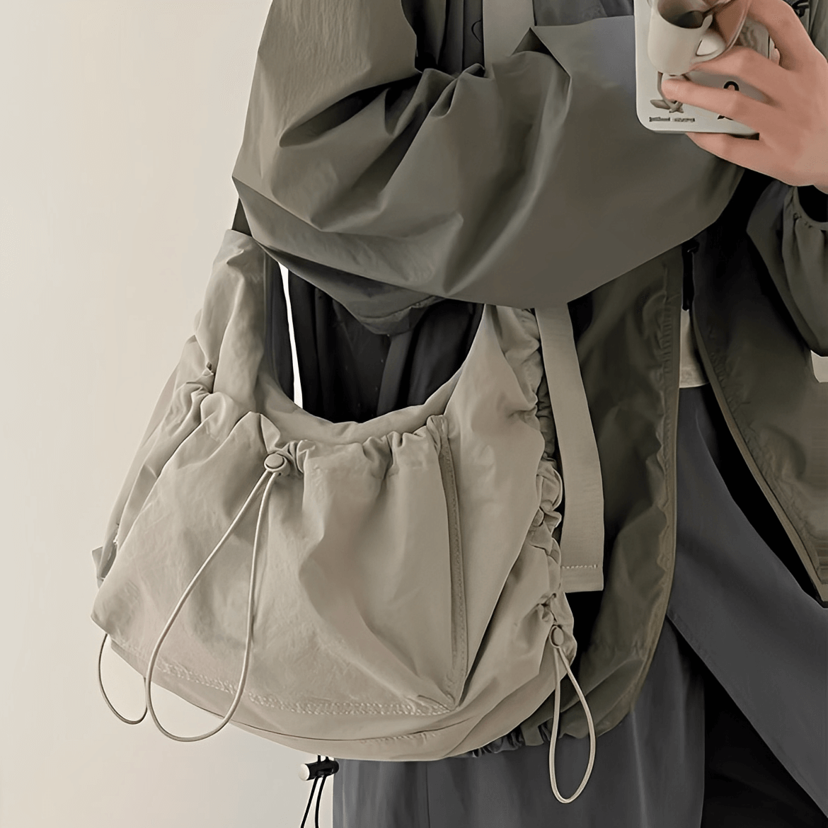 DRAWSTRING SHOULDER BAG