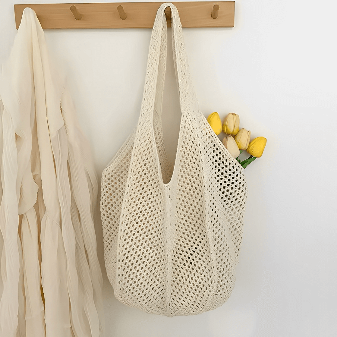 LACY CROCHET TOTE BAG